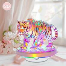 2D 旋转亚克力桌面装饰，无需电力，采用彩虹老虎设计，适合缓解压力、冥想、办公室装饰和家居氛围