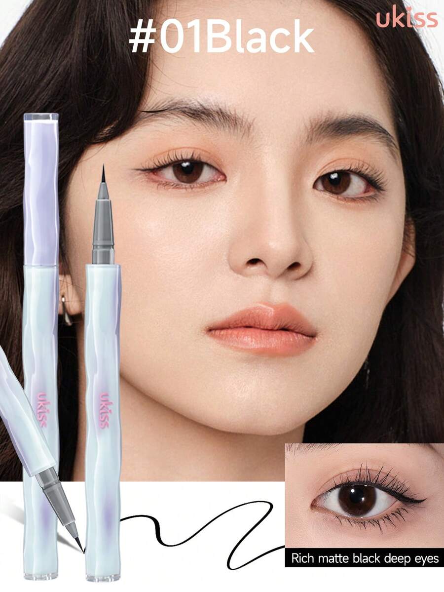 ukiss 0.01mm Ultra Fine Liquid Liner Pencil, Slim Nip Eyeliner Pencil, Lower Eyelashes Pencil, Intense Color, Smooth Ink Flow, Fast Dry, Waterproof And Sweatproof And Anti-Smudge