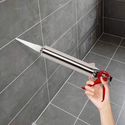 kangten Mortar Pointing Grouting Gun Cement Grout Mortar Caulk Pointing Gun Stainless - 2 Nozzle Caulking Gun Pointing Brick Grout Mortar Sprayer Applicator Tool Cement