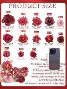 42 件套，玫瑰、茉莉、月季、雏菊等多种花卉组合花头，非常适合 DIY 婚礼、新娘花束、插花、订婚派对、餐桌装饰布置、餐桌中心装饰、迎宾派对、派对、卧室家居装饰、秋季装饰、秋季