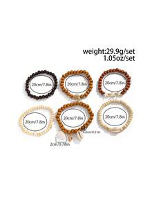 6pcs Boho Ocean Style Coconut Shell Beaded Bracelet Set, Starfish & Shell Pendant, Charming Jewelry For Men Beach Party Vacation