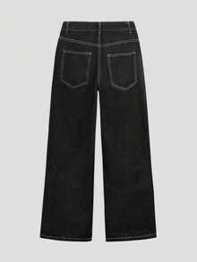 Men's Fashionable Casual Grunge Goth Y2K Style Slim Fit Straight Leg Jeans, Versatile Street Wear - Black - View 4