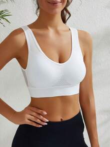 1pc Of Seamless Women's Bra Without Steel Rings, Comfortable Underwear - White - View 7