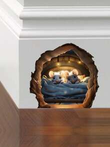 3 件趣味老鼠洞墙贴卧室厨房踢脚线家居装饰 3d 乙烯基墙贴花 DIY 卡通老鼠动物壁画艺术、贴纸、墙贴花、家居装饰乙烯基贴花、春季装饰物品刷新您的家、拉玛装饰贴纸房间装饰墙面装饰浴室装饰卧室装饰房间装饰物品客厅装饰房屋装饰家居装饰客厅墙壁艺术墙纸个性化贴纸 - 彩色 - 查看 4