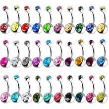 Set de 30 piezas de joyería para piercings de ombligo de acero inoxidable y titanio, kit de piercing para mujeres - Multicolor - Ver 8