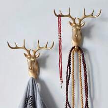 6 Style Wallpaper Hooks Vintage Deer Head Animal For Hanging Clothes Hat Scarf Keys Antlers Coat Hangers Rack Wall Decoration