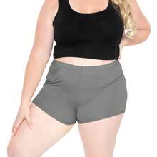 STRETCH IS COMFORT Women's And Plus Size Nylon Booty Shorts | Small - 3X - Gray - View 3