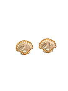 2 stuks modieuze kleine gouden schelp oorbellen, geschikt voor vakantie, strand en reizen (geen kaart inbegrepen)