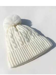 MilyModa Simple Style Winter Thick Adult Women's Beanie Hat - White - View 4