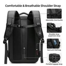 Somago Vacpack Backpack, One-Click Automatic Compression, 60L Expandable Backpack With TSA Lock, Laptop Backpack Fit For 17 Inch Laptop, Anti Theft Travel Vacuum Backpack Water Resistant Space Saver Backpack, Black - 黑色 - 查看 9