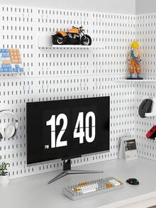 Complete Perforated Board Wall Panels, Plastic Accessories For Pegboard Display And Storage Racks, DIY Entry Wall, Hooks, Baskets, Divider Hooks, Storage Display Wall, Multi-Functional Display Rack, ABS Plastic Entry Display Rack, Gray Honeycomb Grid, With Hidden Screw Holes, Suitable For Key Display/Vertical Expansion/Computer Room Display/Home Office/Kitchen/Studio/Store And Various Occasions - Multicolor - View 5