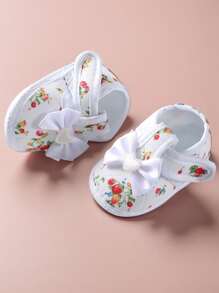 1Pair Newborn Baby Shoes Bowtie Baby Girl Shoes Anti-Slip Soft Sole Bottom Walking Princess Shoes First Walkers