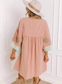 1pc Women Western & Bohemian Style Floral Print Vacation Boho Dress, Suitable For Street, Music Festival, Beach, Summer Casual Outfits