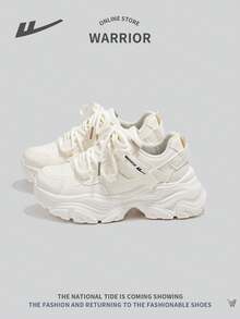 WARRIOR 女士运动风格系带低帮运动鞋，轻便缓冲多功能厚底舒适防滑耐用户外休闲厚底运动鞋 - 米色 - 查看 2