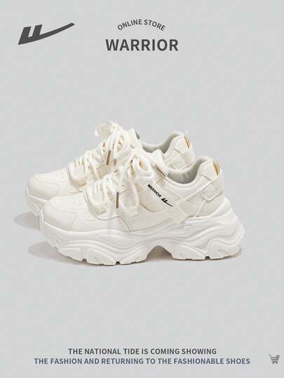 WARRIOR 女士运动风格系带低帮运动鞋，轻便缓冲多功能厚底舒适防滑耐用户外休闲厚底运动鞋