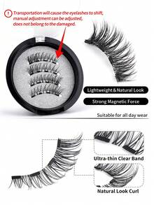 MAGEFY 2 Pairs CC Curl Magnetic Eyelash Kit With 5 Pcs Eyelash Curler+ Magnetic Clips ,1 Boxes Magnetic False Eyelashes+1 Boxes Magnetic Half Eye False Eyelashes,Glue-Free Natural Looking Reusable False Eyelashes - 自然纖長款 - 查看 8