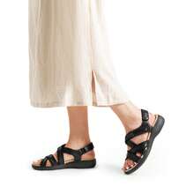 Women's Arch Support Sandals Comfortable Open Toe Dress Flats Walking Sandals For Summer - Black - View 9