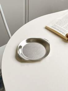 1 件美式不锈钢炸鸡小吃盘、扁平蛋糕/糕点盘、烧烤托盘、下午茶咖啡圆形托盘 - 銀色 - 查看 8