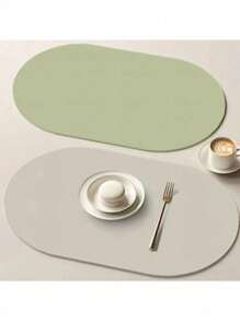1/2 Peças Jogo Americano de Mesa Antiderrapante e Resistente ao Calor, Impermeável, Placemat de Cozinha e Jantar, Porta-copos de Couro Sintético, Suprimentos para Casa