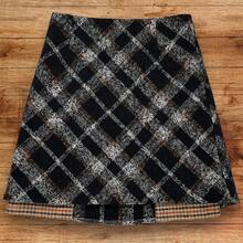 Falda corta ajustada elegante con patron de cuadros para mujer - Negro - Ver 2