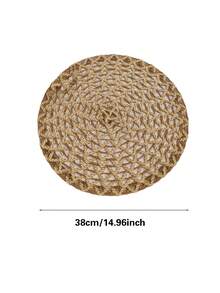 1/4 件黄麻缝制圆形波浪编织餐垫，防滑餐桌垫装饰，适用于婚礼派对、节庆庆典、野餐露营、生日宴会 - 彩色 - 查看 4