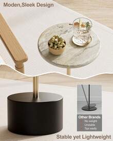 Drink Table Pedestal, Small Round Side Table, Small Drink Table, Drink Tables For Small Spaces, Pedestal End Table, Small Pedestal Table, Black - Vàng đen - Xem 7