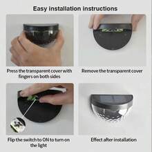 6 个 LED 半圆形太阳能栅栏灯：持久照明，易于安装，适用于户外道路和栅栏，- 友好型 6 个 LED 半圆形太阳能栅栏灯：利用阳光，节省能源