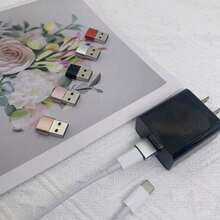 4个银色和黑色Type-C母口转USB 2.0公口OTG适配器 - 手机/耳机转换器，支持安卓和苹果充电及数据同步，Type-C适配器，圣诞节/家居礼物 - 彩色 - 查看 7