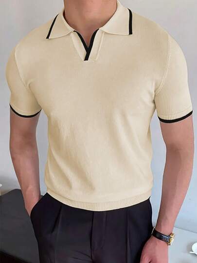 Maglione a mezza chiusura lampo con colletto polo, stile casual business europeo e americano, nuovo per primavera/estate, con dettagli a contrasto, taglio morbido, unisex