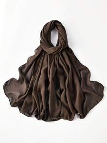 1pc Women's Fashion Chain Chiffon Long Scarf, Long Solid Color Muslim Headscarf/Hijab Shawl, Elegant Daily Casual Sunscreen - Chain Chiffon Scarf - View 14