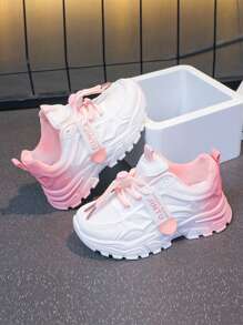 1 双女童厚底运动鞋，2025 新款休闲软底运动鞋，适合户外活动、学校和派对，春/秋季 - 粉色 - 查看 12