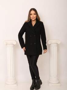 OVERALL PARKA COAT IN WOOL STYLISH COMFORTABLE SUPER WARM PREMIUM PIECE MODERN CASUAL TOP - 黑色 - 查看 2