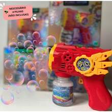 Automatic Bubble Blower Machine, Colorful, Kids Toy, Blue Red, 50ML - Rojo - Ver 2