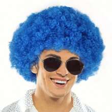 Peluca afro burbuja vibrante - Peluca de disfraz de payaso colorida para fiestas, fans y eventos temáticos, con gorra de malla elástica, excelente para cosplay y fiestas festivas, pelucas de festival, peinados rizados, pelucas de ajuste seguro, accesorios de peluca, tocado falso de rizos redondos, pelucas afro, fans de pelo