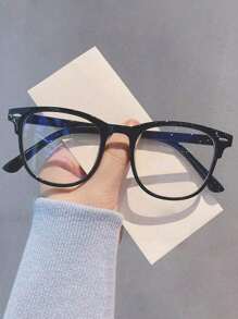 1pc Unisex Oval Full Frame Blue Blocking Glasses, Minimalist Style, Clear PC Lens, Plastic Hinge, Computer, Gaming, TV, Mobile Phone Use Eye Protection Glasses