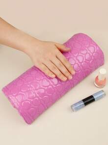 1pc Soft Manicure Pillow With Heart Shape Design, PU Leather Armrest Hand Pillow Set, Removable & Washable - Multicolor - View 7