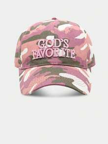 God's Favorite Embroidered Camo Splatter Print American Baddie Baseball Cap, Streetwear Snapback - Multicolor - View 9