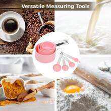 8pcs Measuring Cups & Spoons Set, Stackable Cups And Spoons, Nesting Measure Cups With Stainless Steel Handle, Kitchen Gadgets For Cooking & Baking