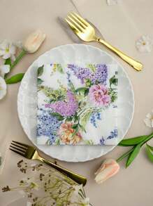 20pcs/40pcs/60pcs 2 Ply Thick Floral Patterned Napkins, 33cm*33cm Open Size, Disposable Party Lunch Napkins, Guest Towels, Decorative Paper, Birthday, Wedding Anniversary, Graduation Party Decorations
