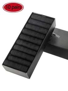 10 Pairs Of Socks For Men's Summer Solid Color Business Socks Thin Gift Box Ice Silk Men's Socks Breathable Silk Socks Mid Tube Socks. - Multicolor - View 6