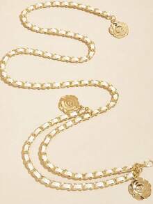 1pc Double-Layer Rope Camellia Waist Chain Summer Fall, Autumn, Halloween