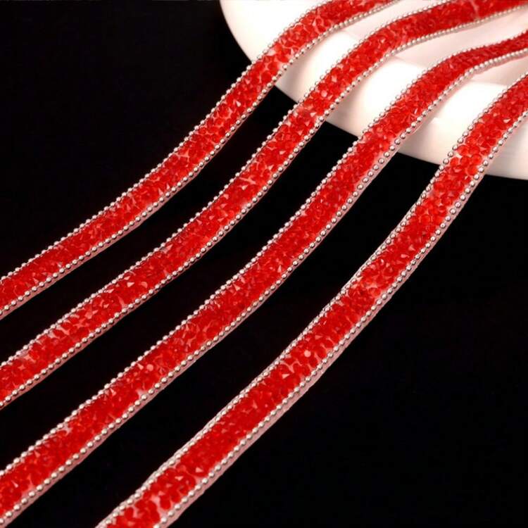 Multi - Purpose Resin Rhinestone Trim - Self - Adhesive Heat Transfer For Clothing, Shoes, DIY Jewelry - 紅色 - 查看 1