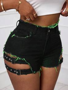 Quần short kim loại tua rua thời trang gợi cảm năm 2025 - màu đen - Xem 4