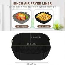 1pc Reusable Silicone Air Fryer Liner, Air Fryer Accessories, Kitchen Supplies Replacement For Disposable Baking Mat Square Pad