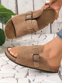 Women's Spring/Summer 2025 New Slip-On Mules, Soft Cork Thick Soles Non-Slip Shoes