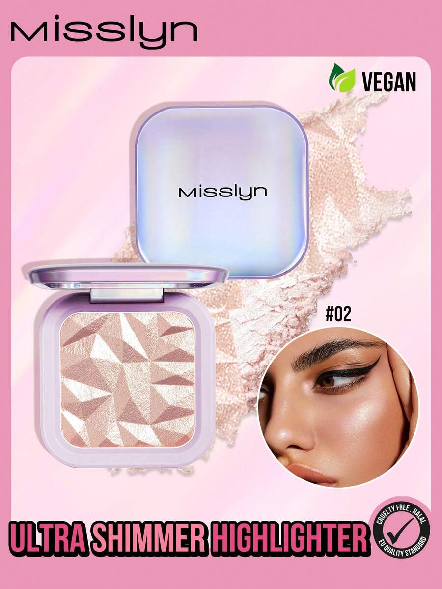 Misslyn Ultra Shimmer Highlighter, Brighten,Makeup Shimmer Illuminate Cosmetic, Silver Glitter Highlighter, Face Illuminator Highlighter, Shimmer, Pigment Rich & Silky Formula, Natural Glow, Nose Eye Contour Palettes, Y2K Makeup Party Beach Travel Holiday Camping Outdoors Present Rose Fashion Girl New Year Cosmetic Cosplay Best Trip Festivals Color Fancy Campus School Charm Vibe Cny Chinese New Year, Valentine's Day Gifts,Vegan,Cruelty Free - 2裸粉色 - 查看 1