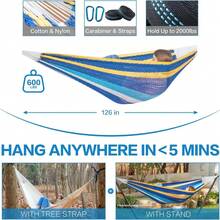 PNAEUT Mayan Hammock, Handwoven XL Thick Soft Rope Hammocks For Outdoor Indoor, Max 600 Lbs Capacity, Tree Straps & Carabiners Included (Caribbean Sea) - Lake Superior - View 6