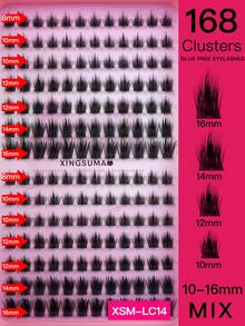 168 Cluster 14 Rows Individual Lash Clusters Fake Lashes,C 0.07 8-16mm MIX,No Glue Needed False Eyelashes,Adhesive False Eyelashes,Natural Look Individual False Eyelashes,Lash Clusters Diy Wispy False Eyelashes,Natural Clusters Cat Eye Look,End Eye Elongated Enlarged Double Eye,Reusable Natural Voluminous Lashes, Comfortable & Hypoallergenic, Everyday & Party Wear Fast Fashion Beauty