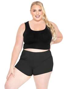 STRETCH IS COMFORT Women's And Plus Size Nylon Booty Shorts | Small - 3X - Black - View 3