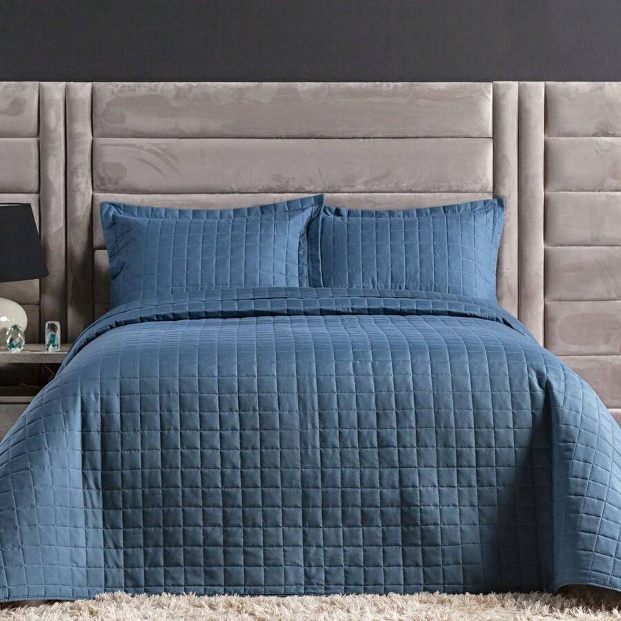 Premium 300 Thread Count 3-Piece Bedspread With Pillowcase - Màu xanh ngọc - Xem 1